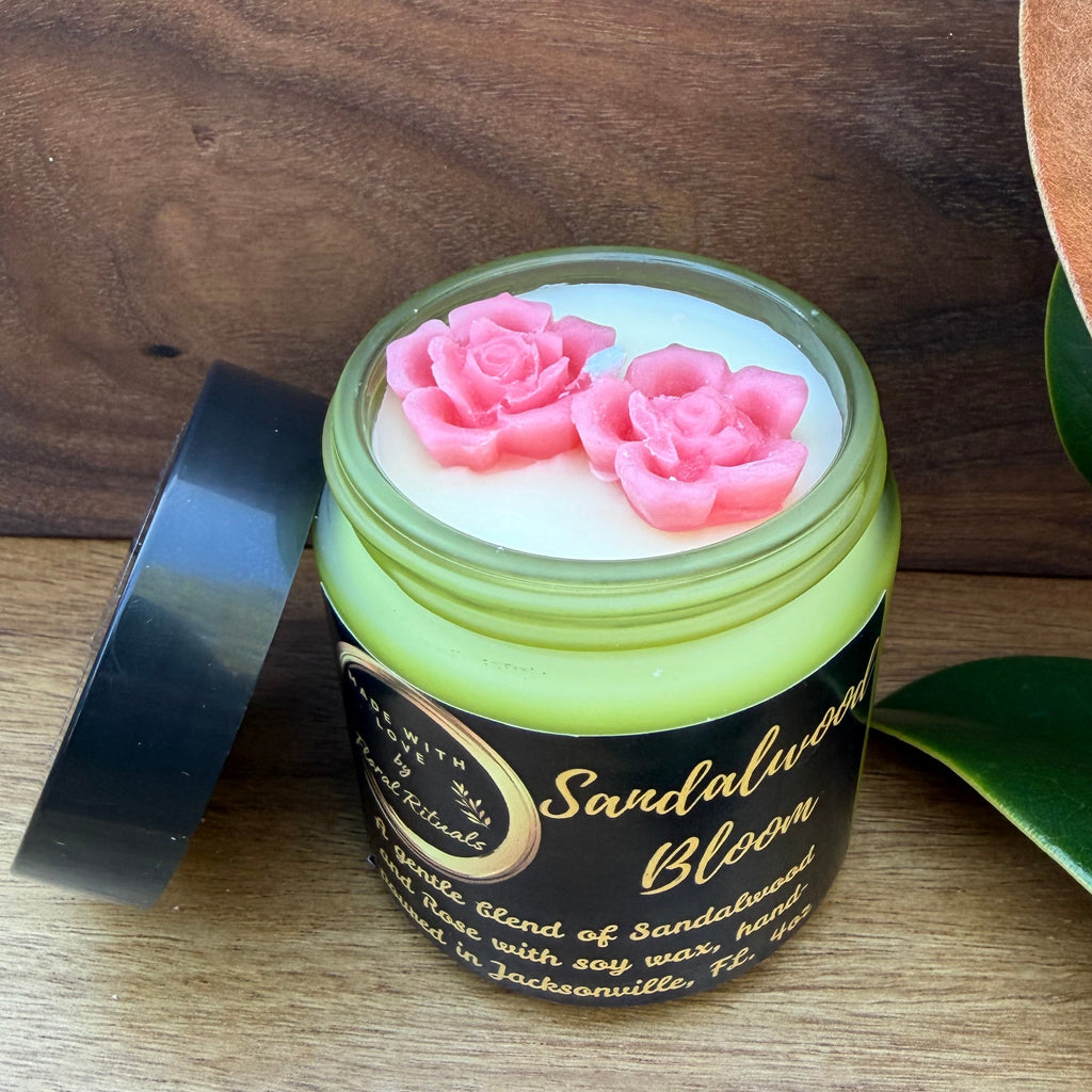 Rose Embeds in Green Glass Jar