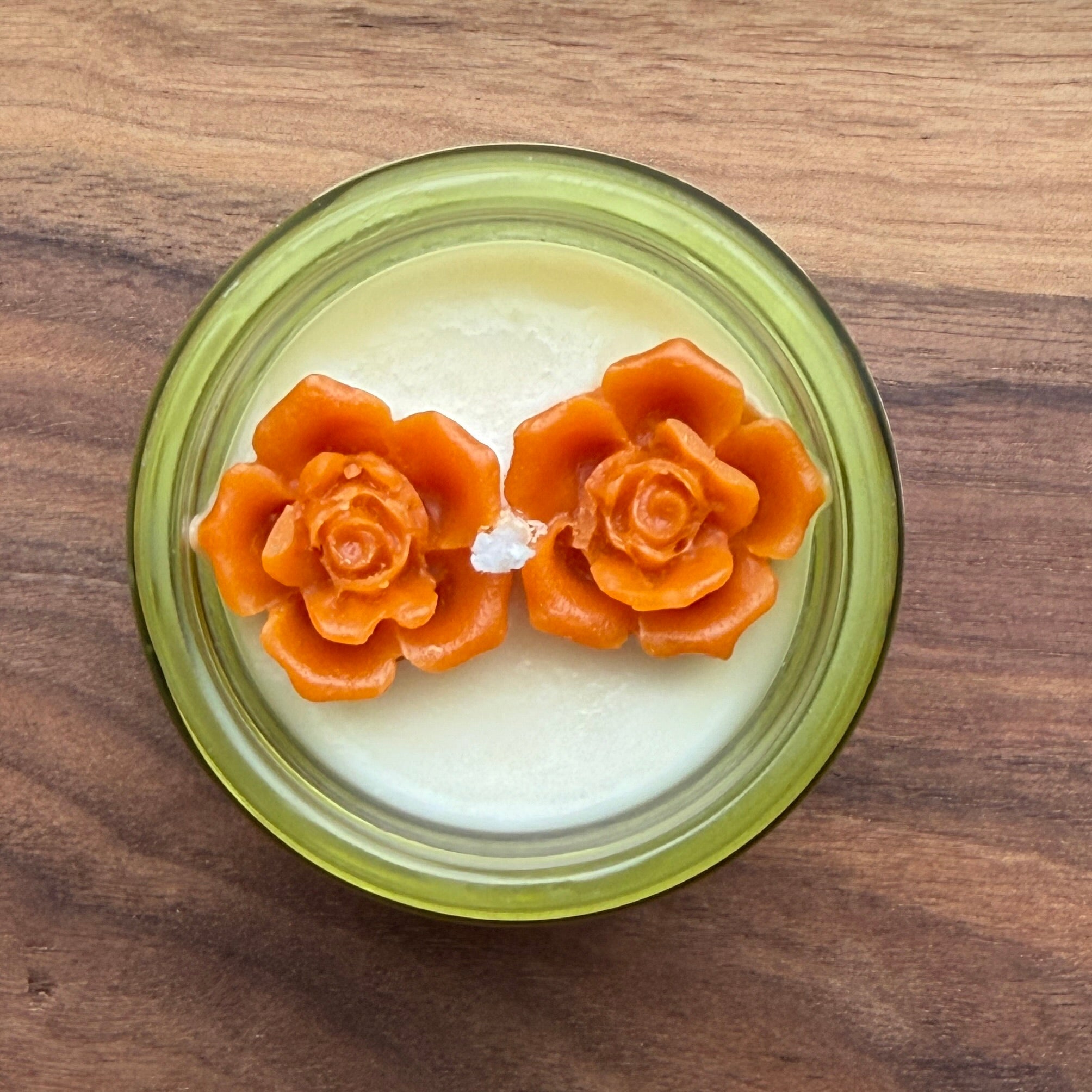 Rose Embeds in Green Glass Jar