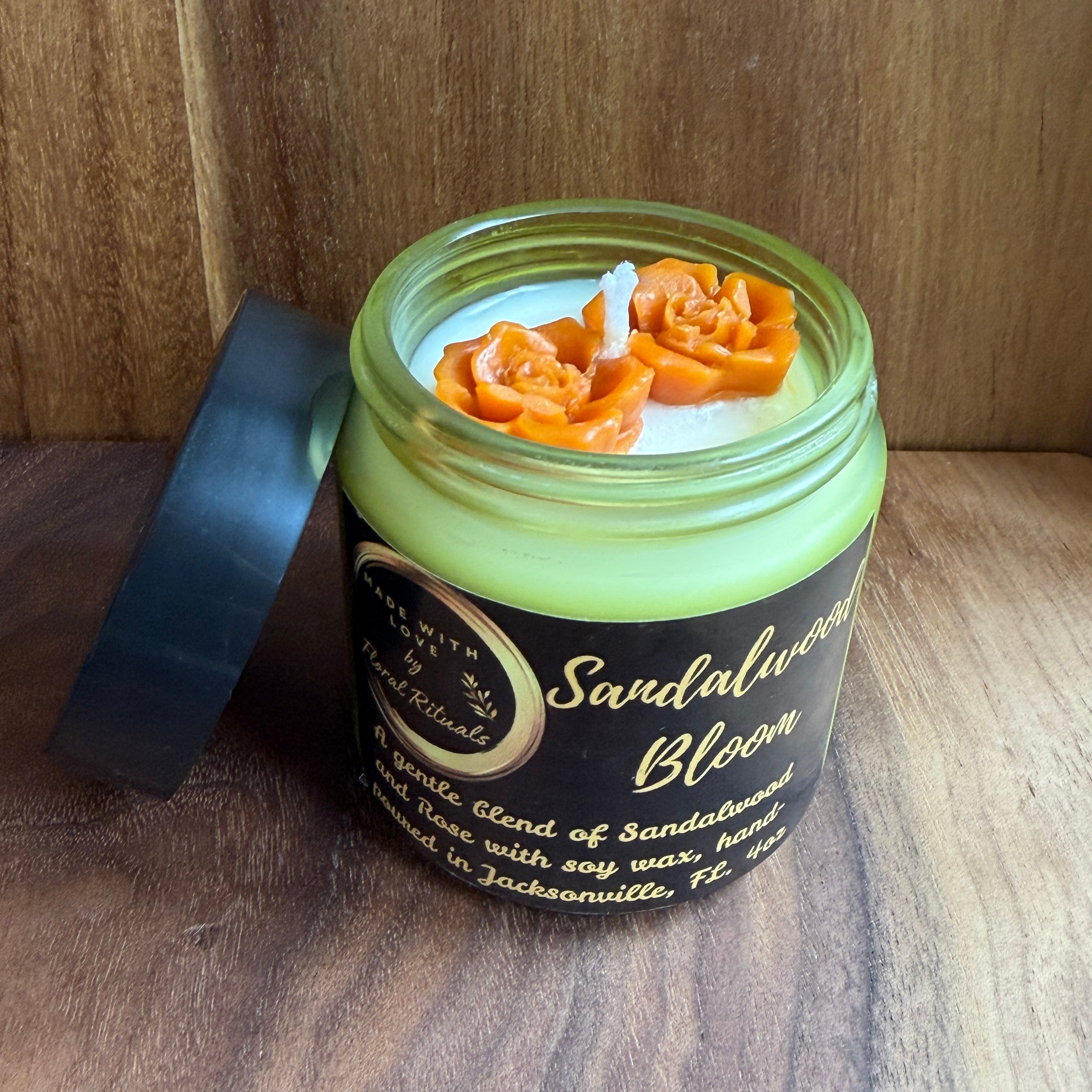 Rose Embeds in Green Glass Jar