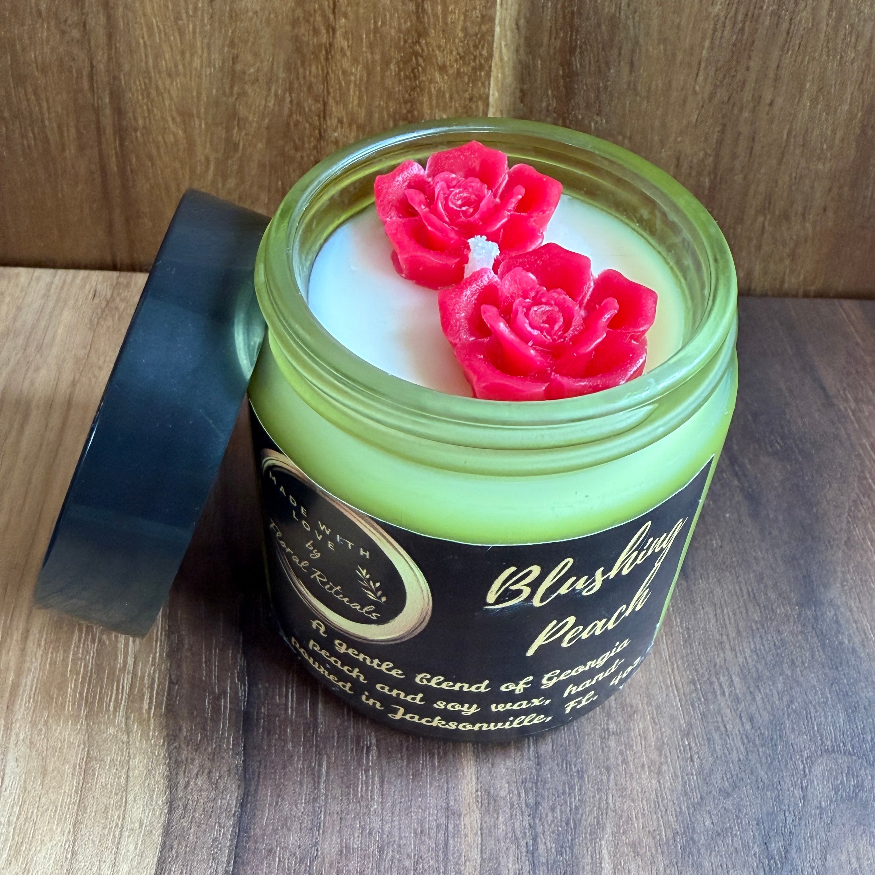 Rose Embeds in Green Glass Jar