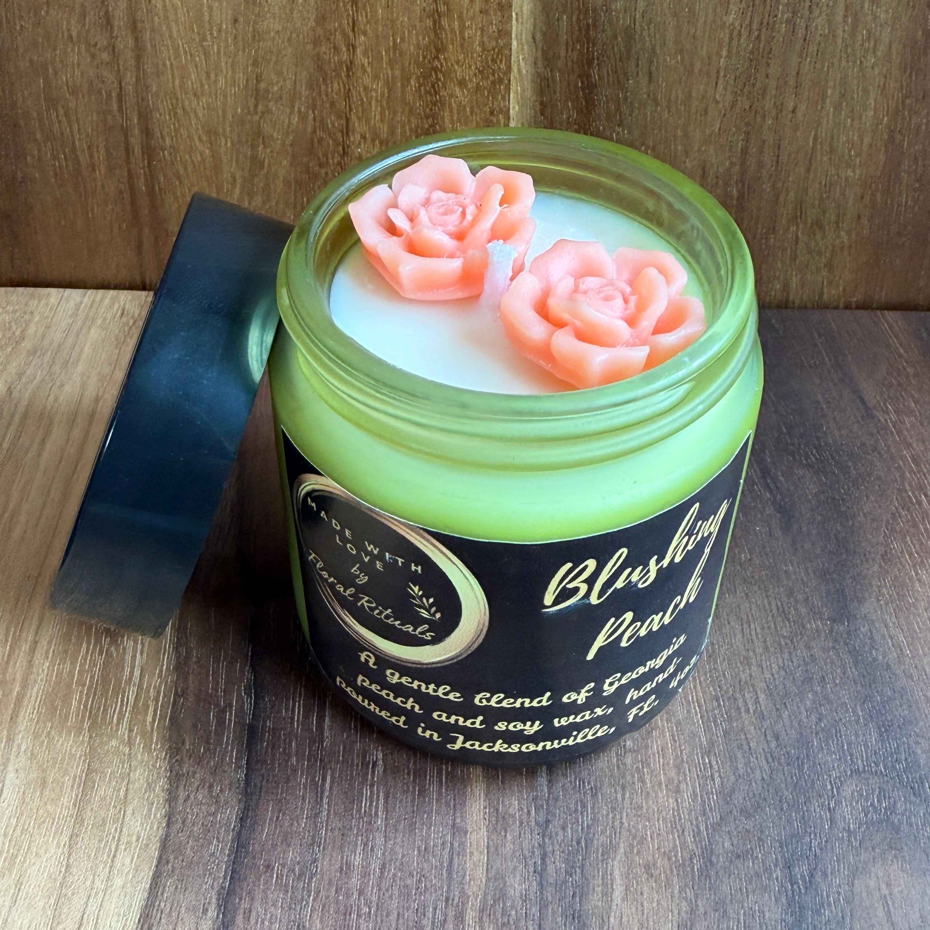 Rose Embeds in Green Glass Jar